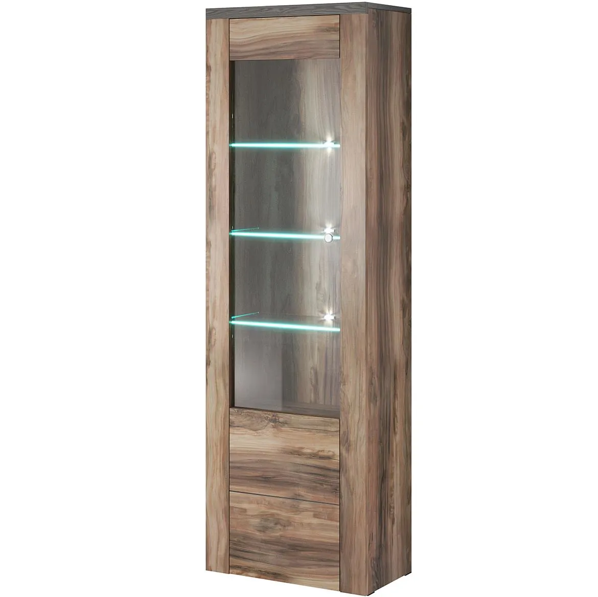 Larona 05 1D vitrina 1vrata 65x37x206 natur orah saten