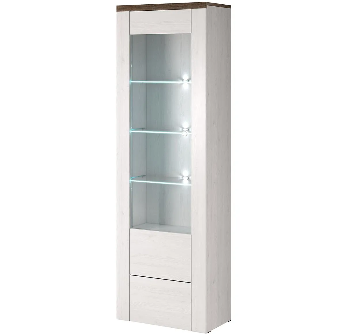 Larona 05 1D vitrina 1vrata 65x37x206 svetli drveni dekor/sonoma tamna