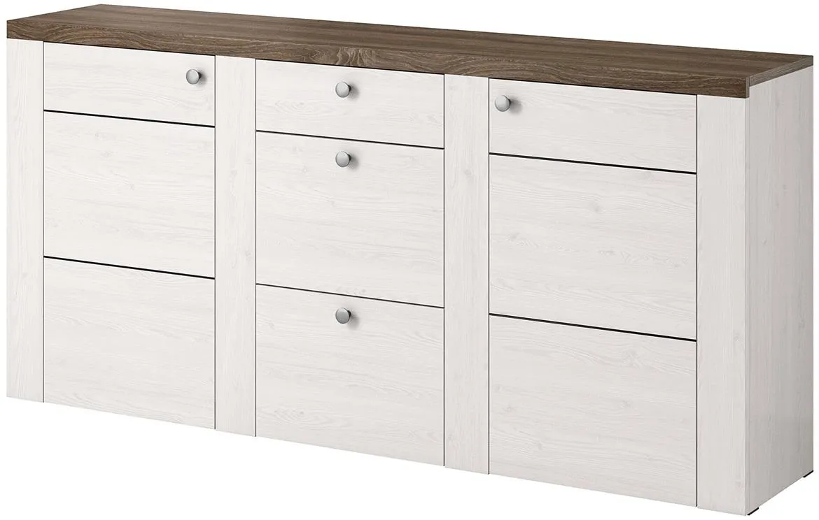 Larona 25 2D3S komoda 2vrata + 3 fioke 176x37x85 svetli drveni dekor/sonoma tamna