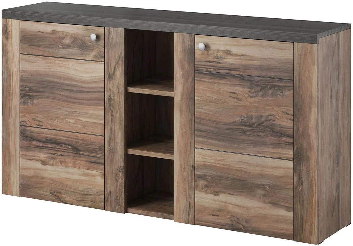 Larona 26 2D komoda 2vrata +3otvora 155x37x85 natur orah saten