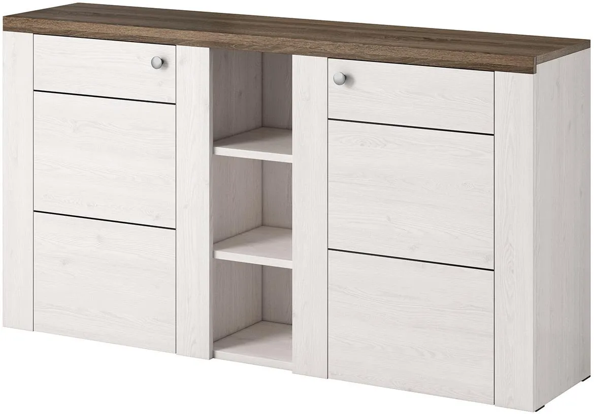 Larona 26 2D komoda 2vrata +3otvora 155x37x85 svetli drveni dekor/sonoma tamna