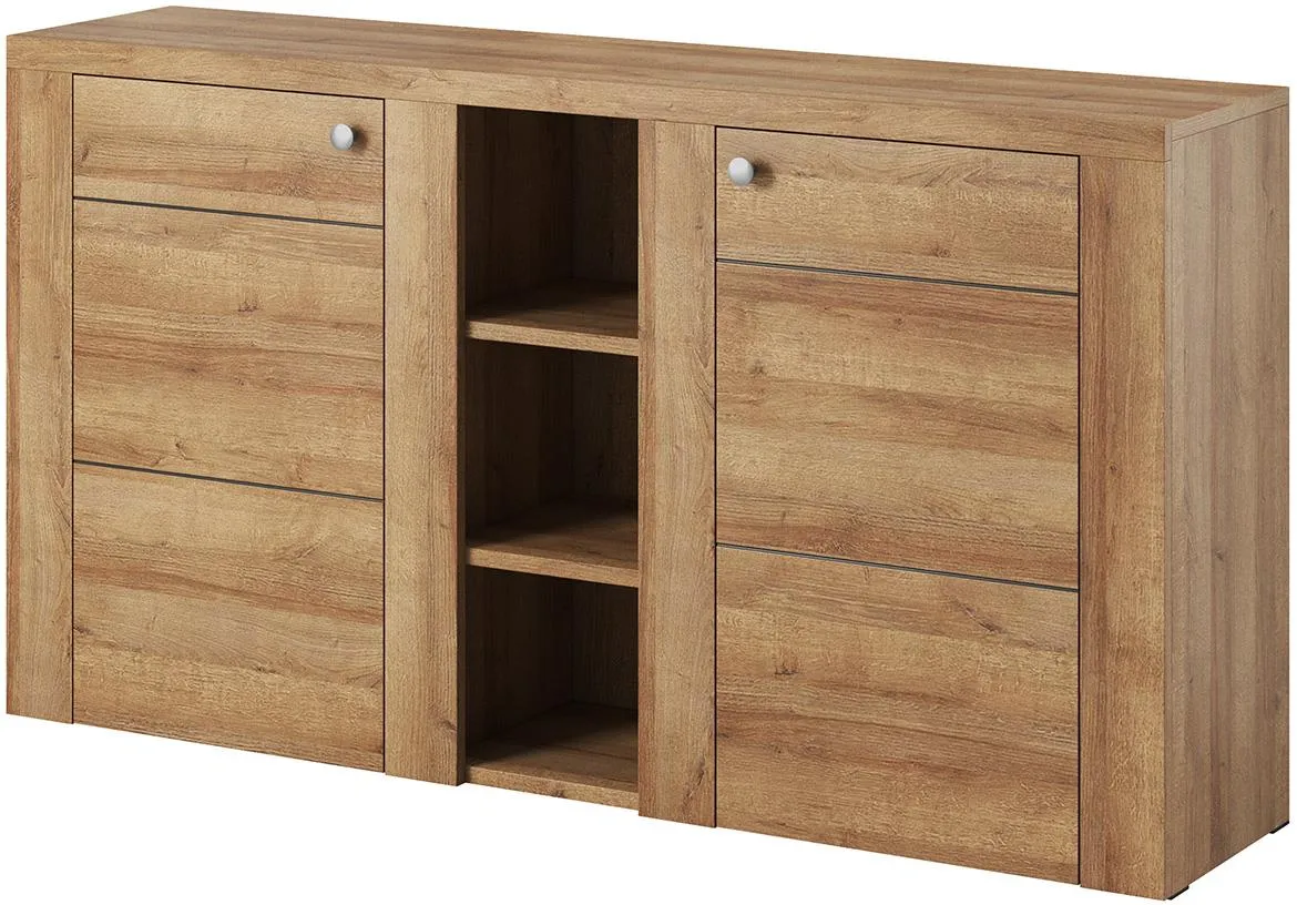 Larona 26 2D komoda 2vrata +3otvora 155x37x85 svetli hrast Riviera