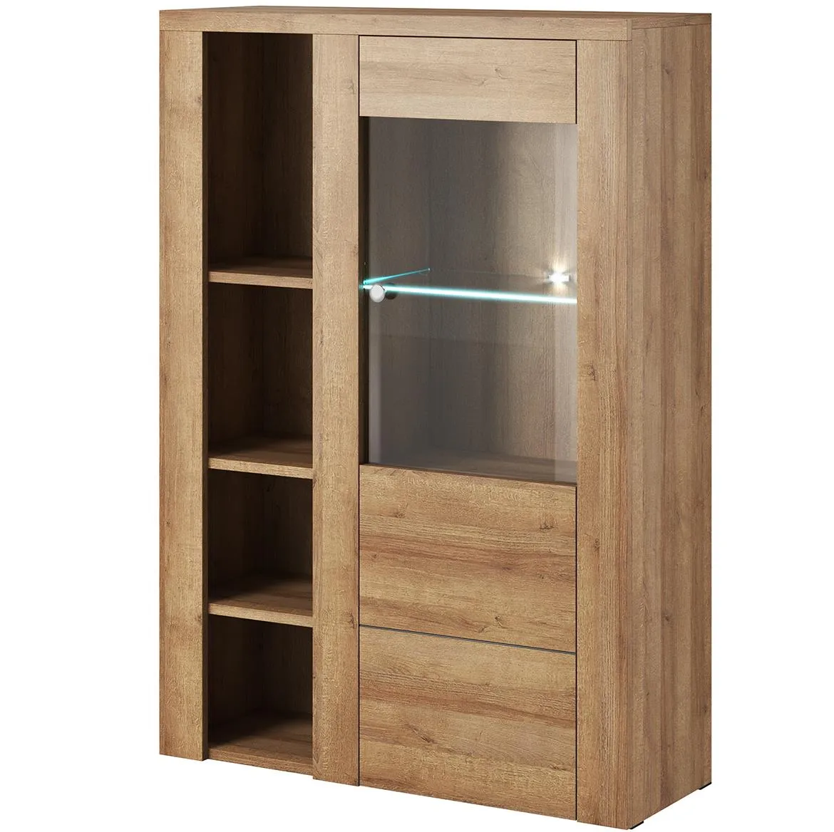 Larona  44 1D vitrina 1vrata 100x37x145 svetli hrast Riviera