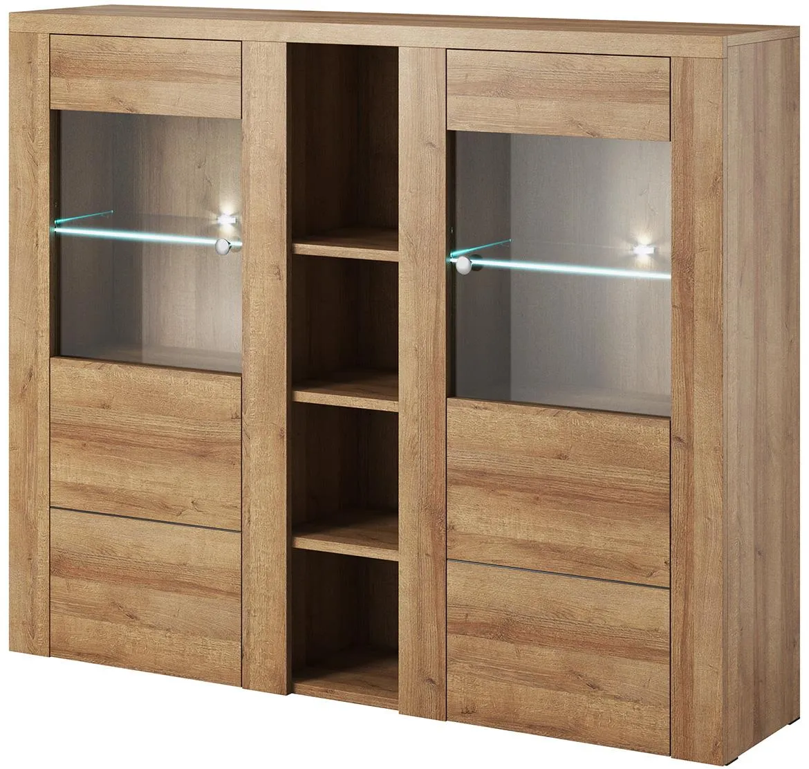Larona 46 2D vitrina 2vrata 130x37x155 svetli hrast Riviera
