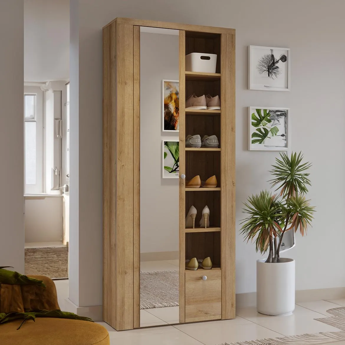 Larona 87 1d1s ormar 1vrata s ogledalom +1fioka 80x34x190 hrast Riviera