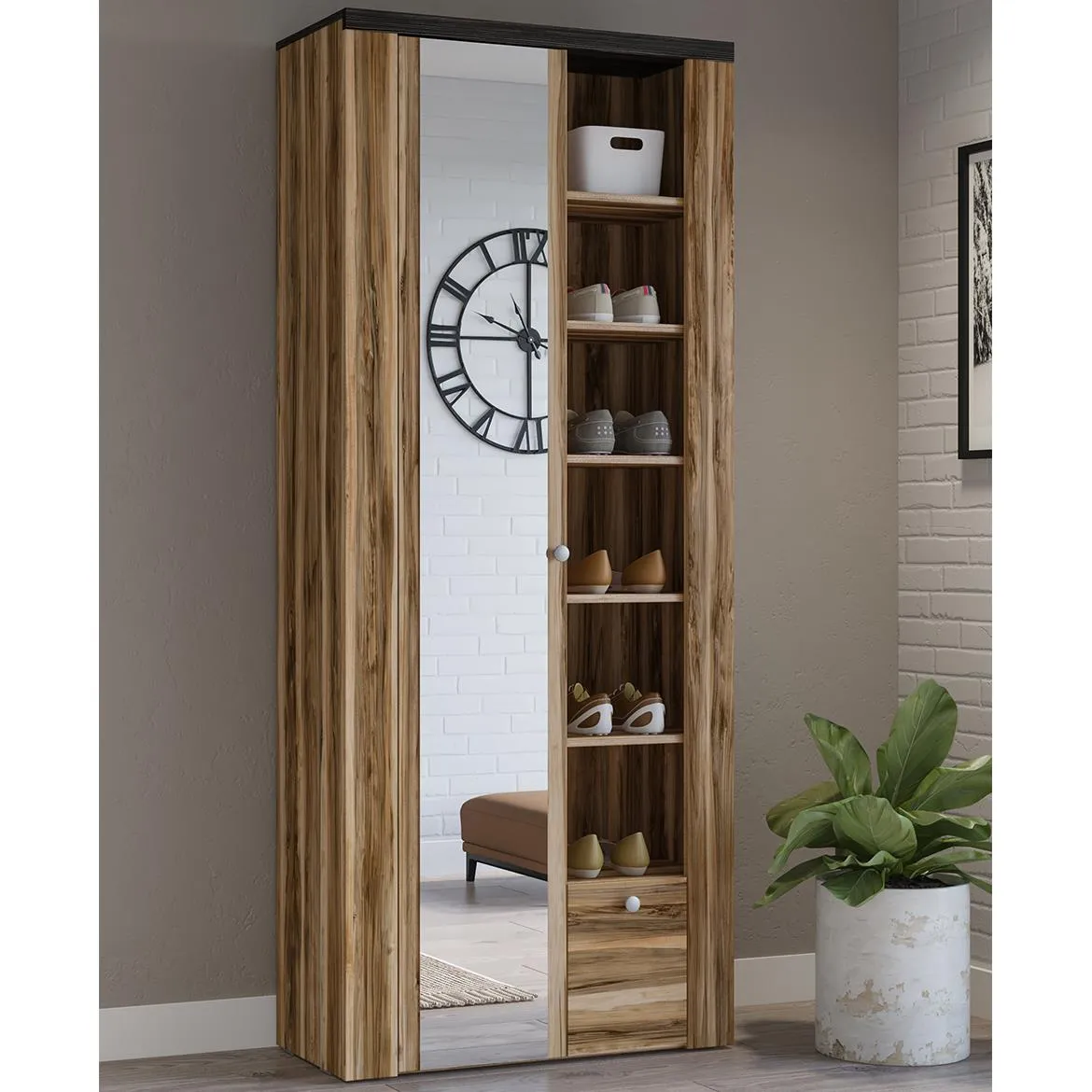 Larona 87 1d1s ormar 1vrata s ogledalom +1fioka 80x34x190 saten orah