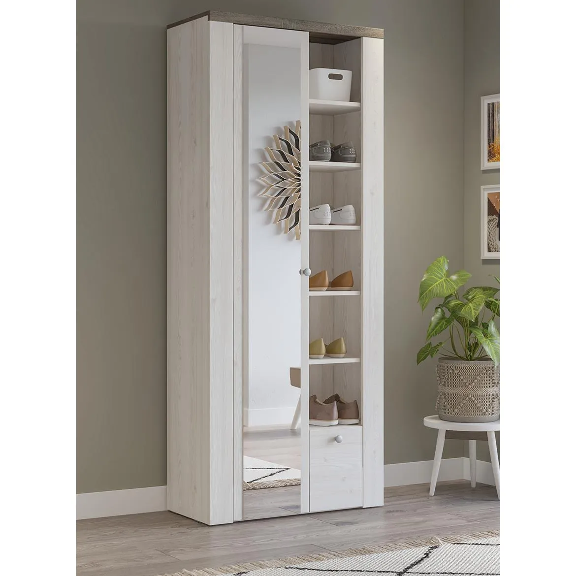 Larona 87 1d1s ormar 1vrata s ogledalom +1fioka 80x34x190 sonoma tamna