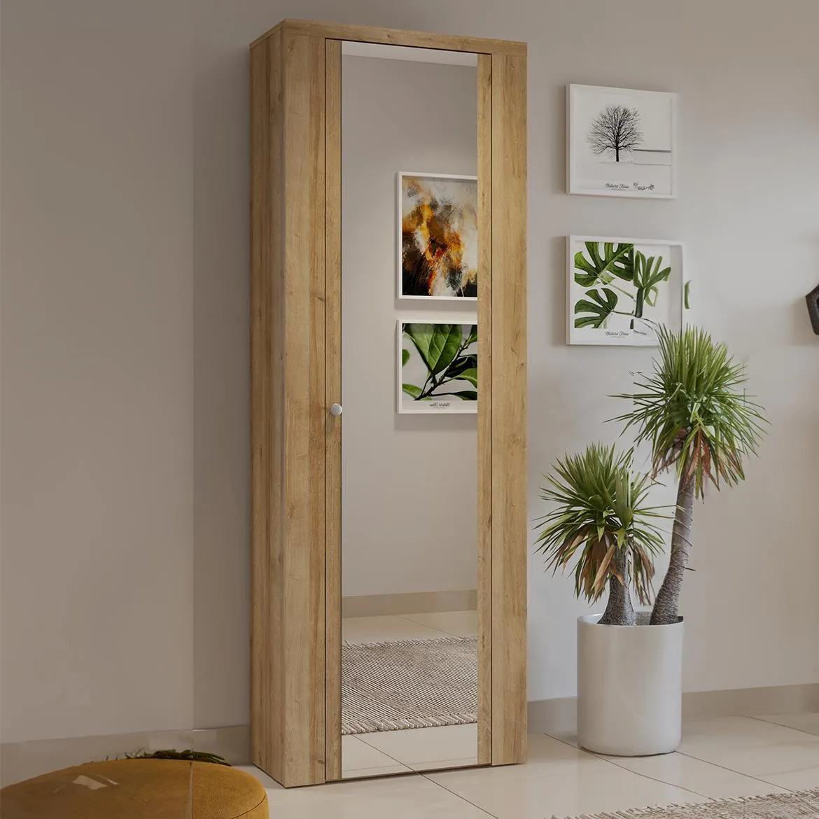 Larona 88 1d ormar 1vrata s ogledalom  65x34x190 hrast Riviera