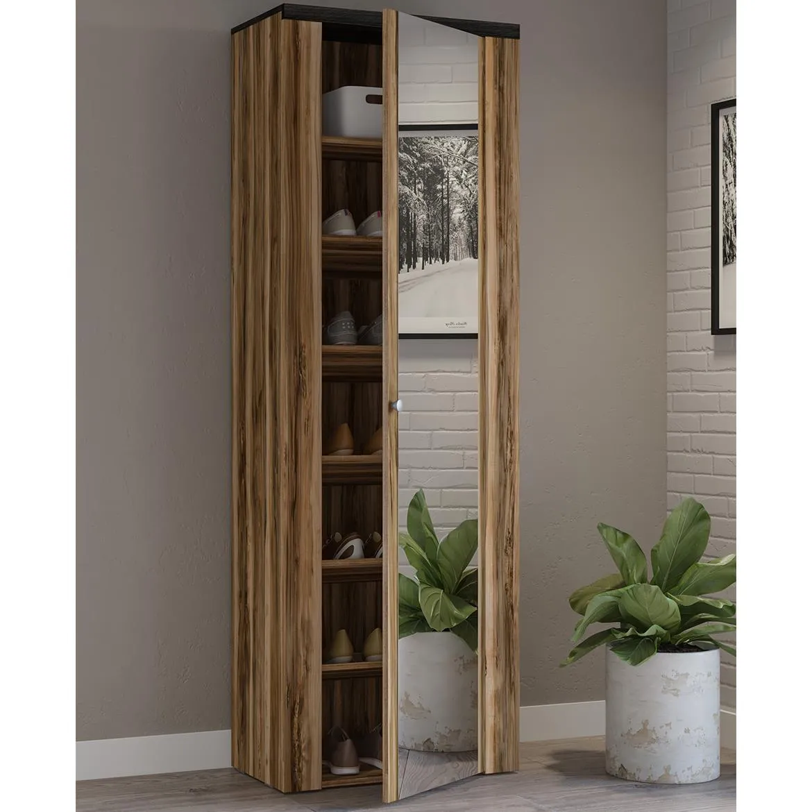 Larona 88 1d ormar 1vrata s ogledalom  65x34x190 saten orah