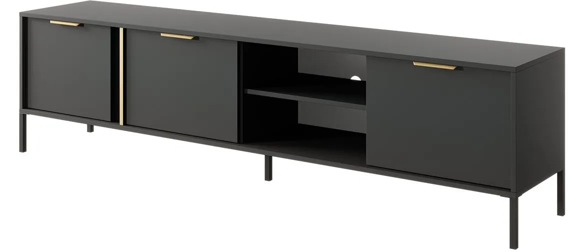 Lars F 203 TV komoda 3 vrata+2 otvora 202,9x39,5x53,4 cm tamno sivi