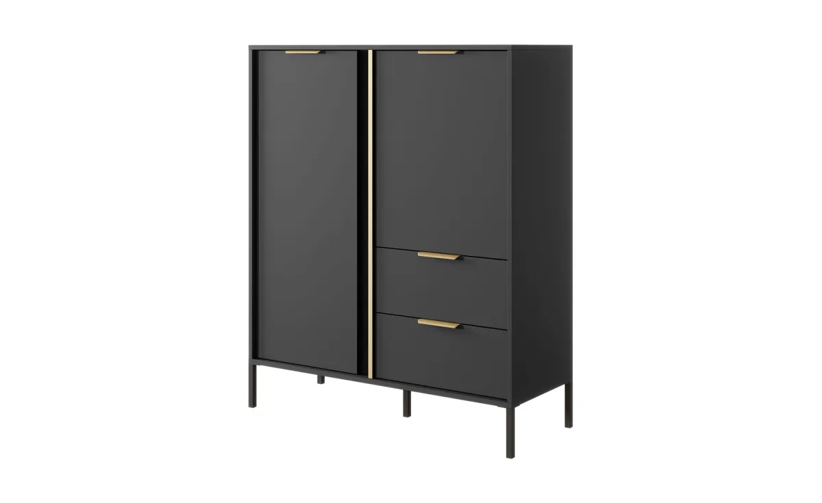 Lars visoka komoda 2 vrata + 2 fioke 103,3x39,5x123,4 cm antracit