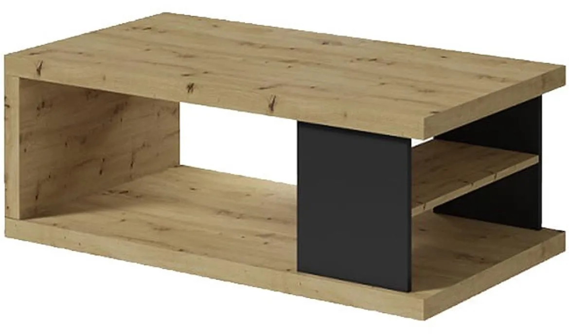 Lena klub sto 110x41x60 crni/natur (artisan hrast)