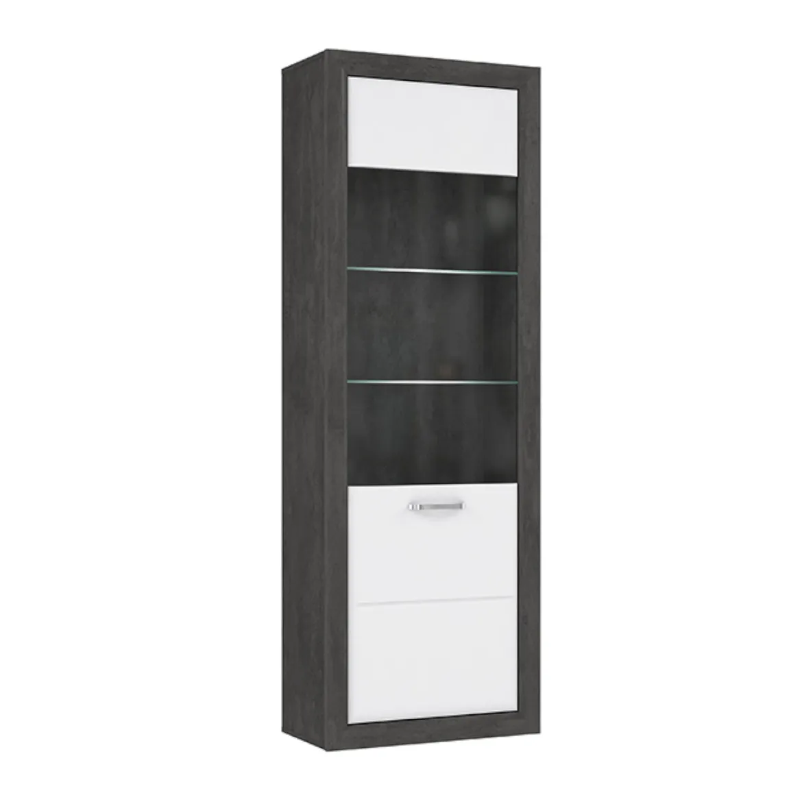 Lenox vitrina 1 vrata 68x35x197 bela sjaj / beton