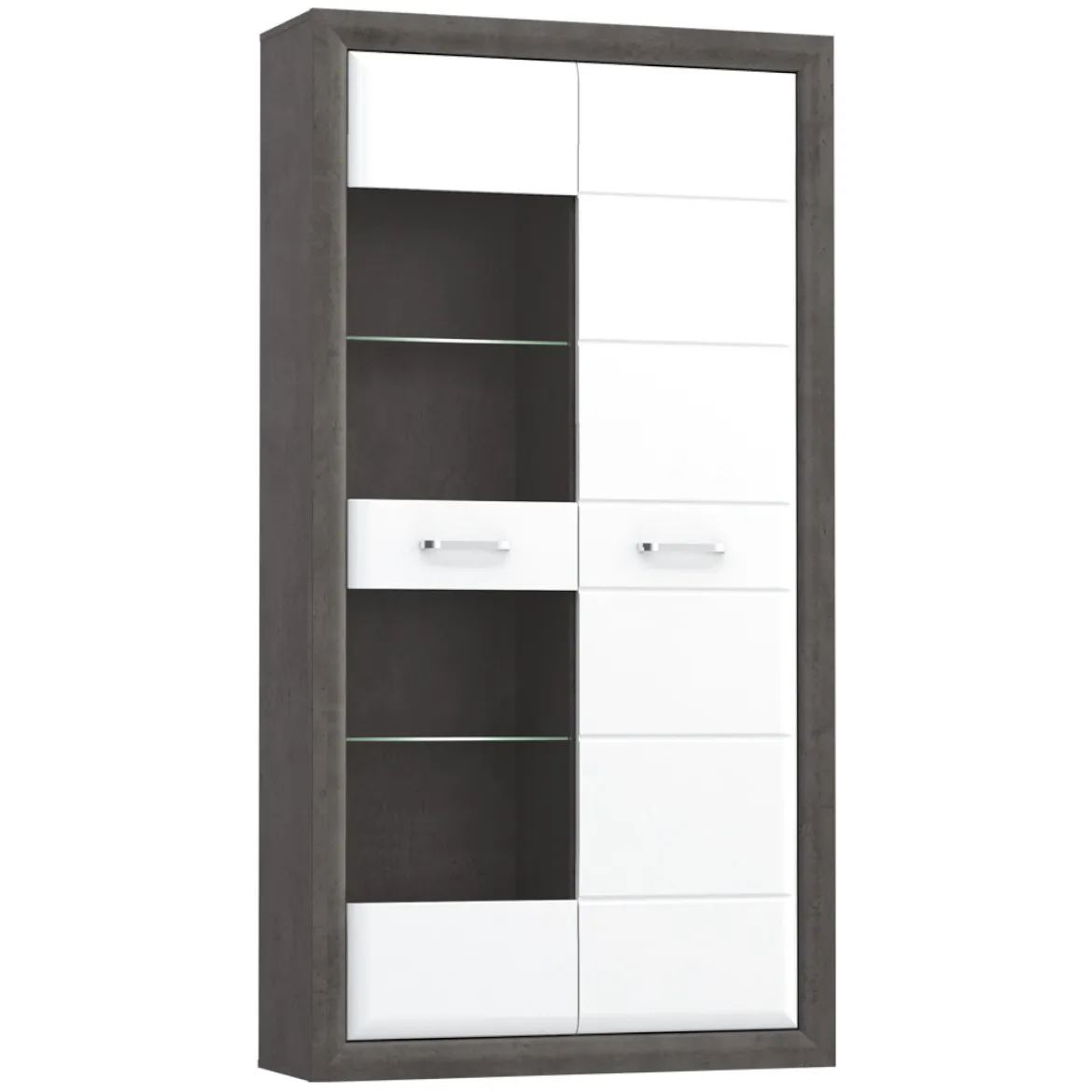 Lenox vitrina 2 vrata 103x35x197 bela sjaj / beton