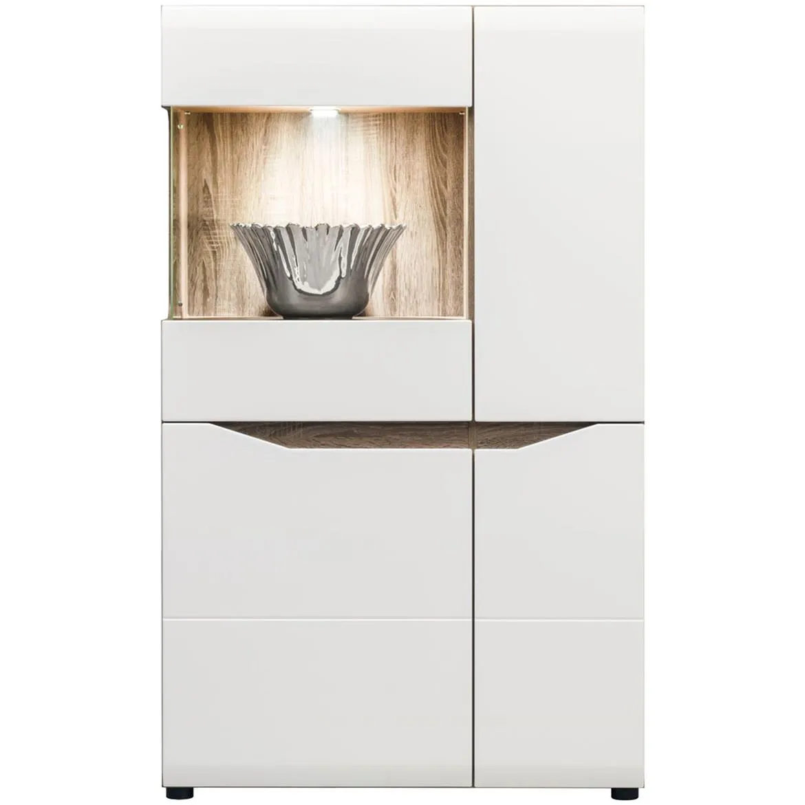 Lionel Li05 Vitrina 84,5x40,5x139 sivi hrast/bela