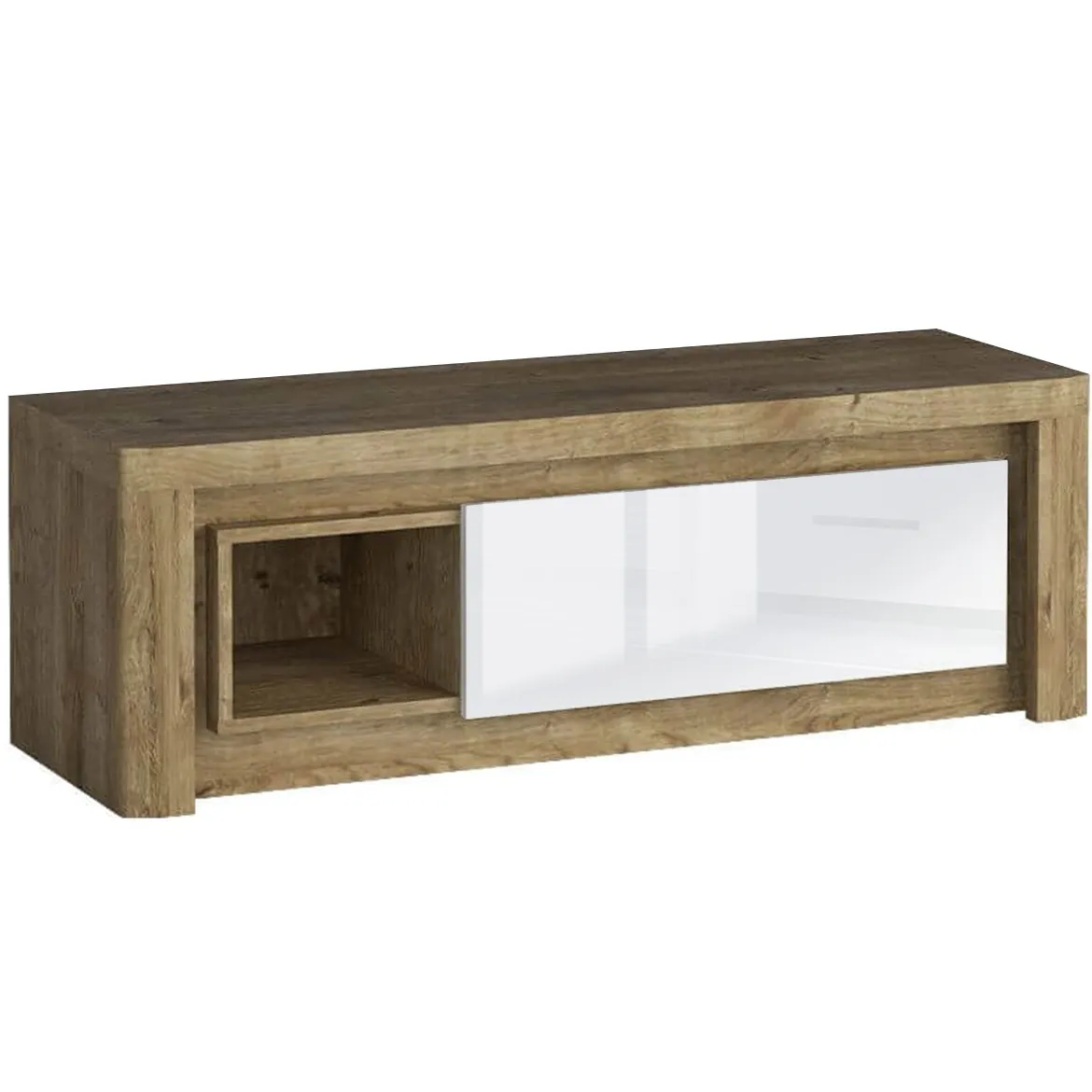 Livinio TV komoda 1 fioka 124x40,5x42 cm svetli hrast / beli visoki sjaj