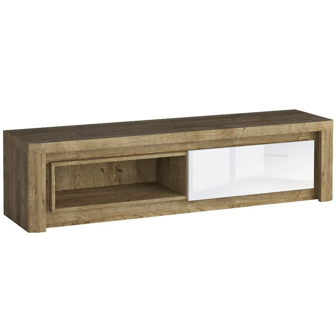 Livinio TV komoda 1 fioka 162x40,5x42 cm svetli hrast / beli visoki sjaj