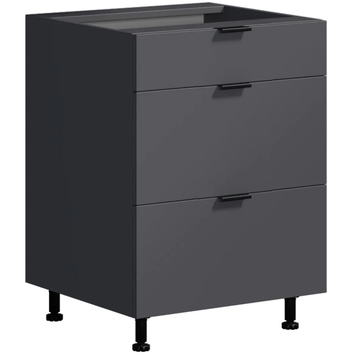 Loft II  D60 3SZ METALBOX kuhinjska baza 3fioke 60x54,5(60)x82 grafit siva