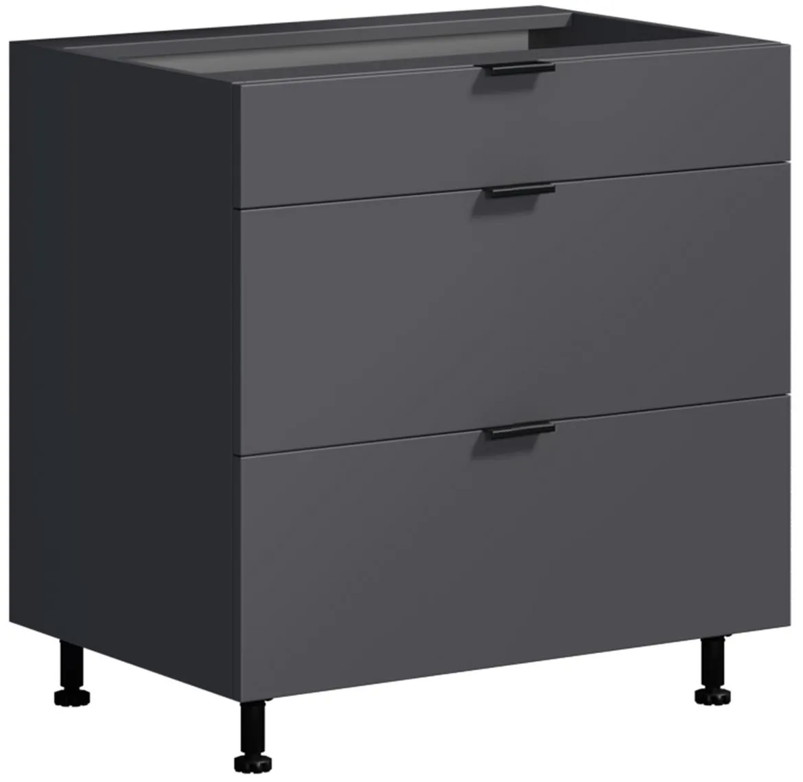 Loft II  D80 3SZ METALBOX kuhinjska baza 3fioke 80x54,5(60)x82 grafit siva