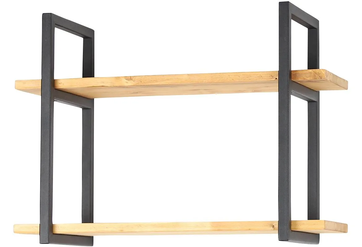 Loft zidna polica 07-01 59,5x24,3x43 cm crni metal/natur