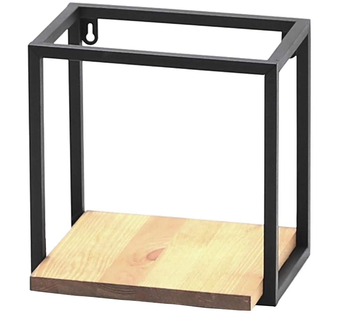 Loft zidna polica KWS-715/01/01 24x15x24 cm crni metal/natur