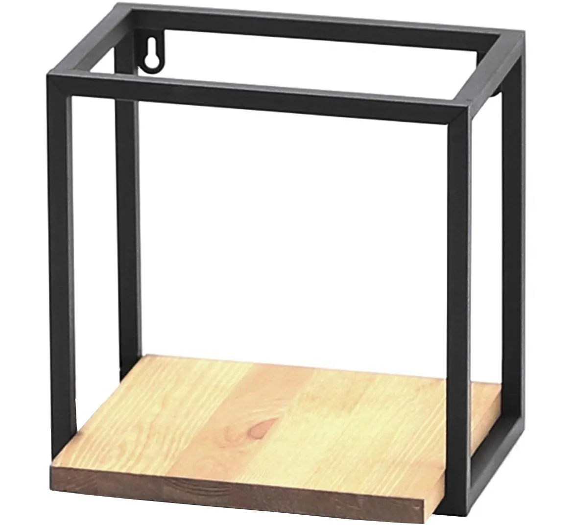 Loft zidna polica KWS-715/05/01 24x24x24 cm crni metal/natur
