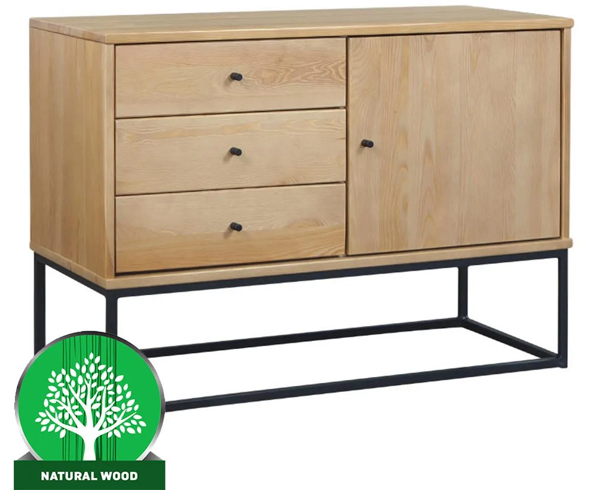Logan lll komoda 1 vrata+3 fioke 109x 45x76 cm natur lakirani
