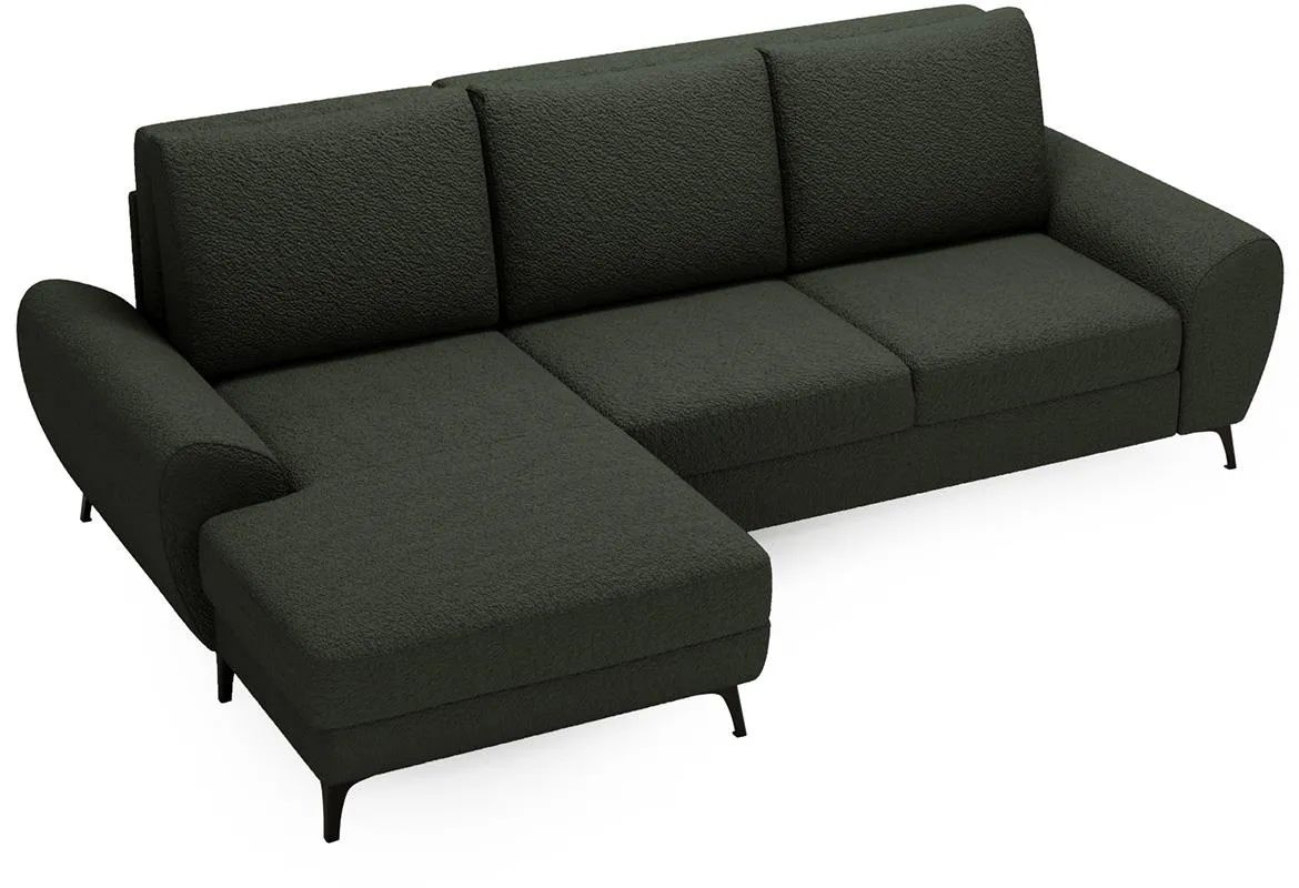 Loki ugaona garnitura sa ležajem i prostorom za odlaganje 262x160x90 cm zelena leva Sorisso 26