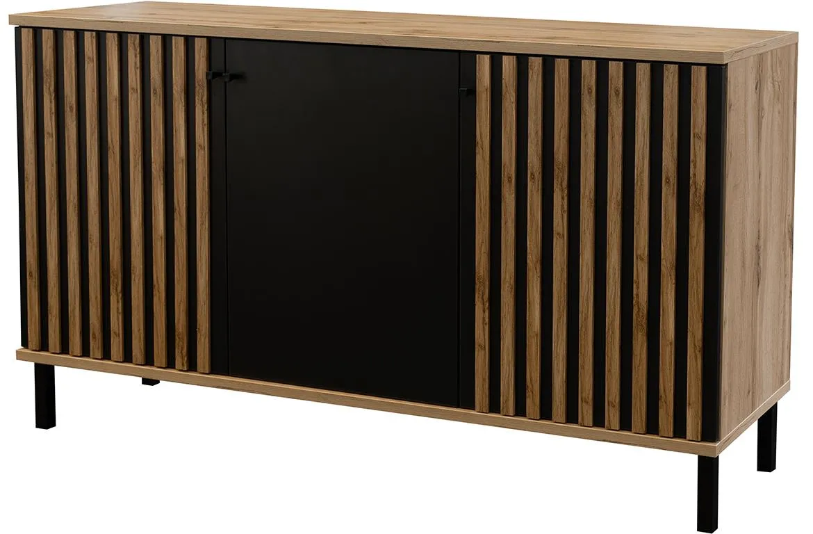 London komoda 3 vrata 150x45x85 cm natur (artisan hrast)/crna