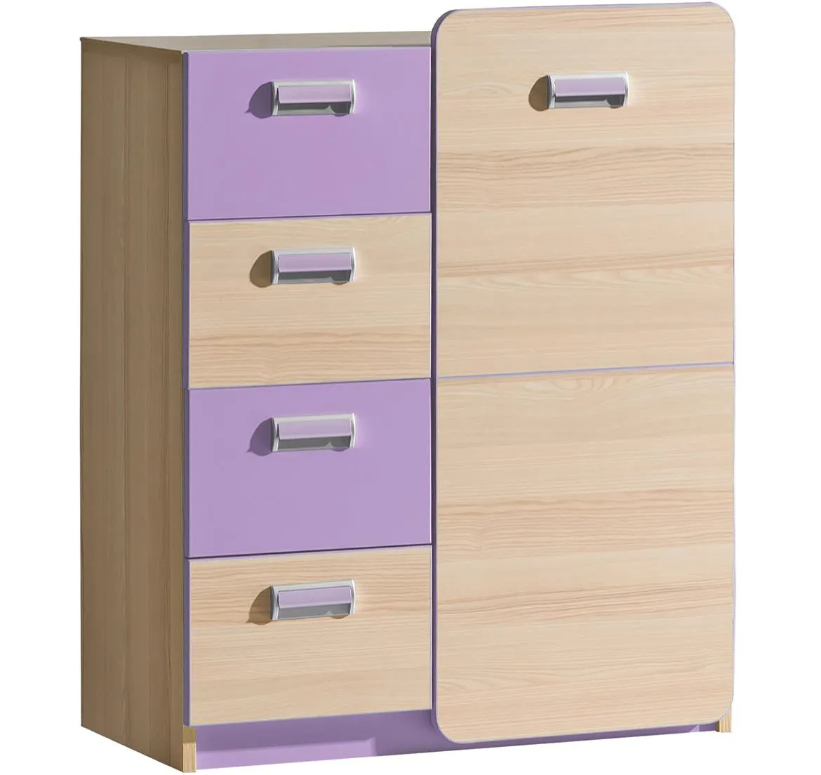 Lorento komoda 1 vrata+4 fioke 80x40x99,5 natur/ljubicasta