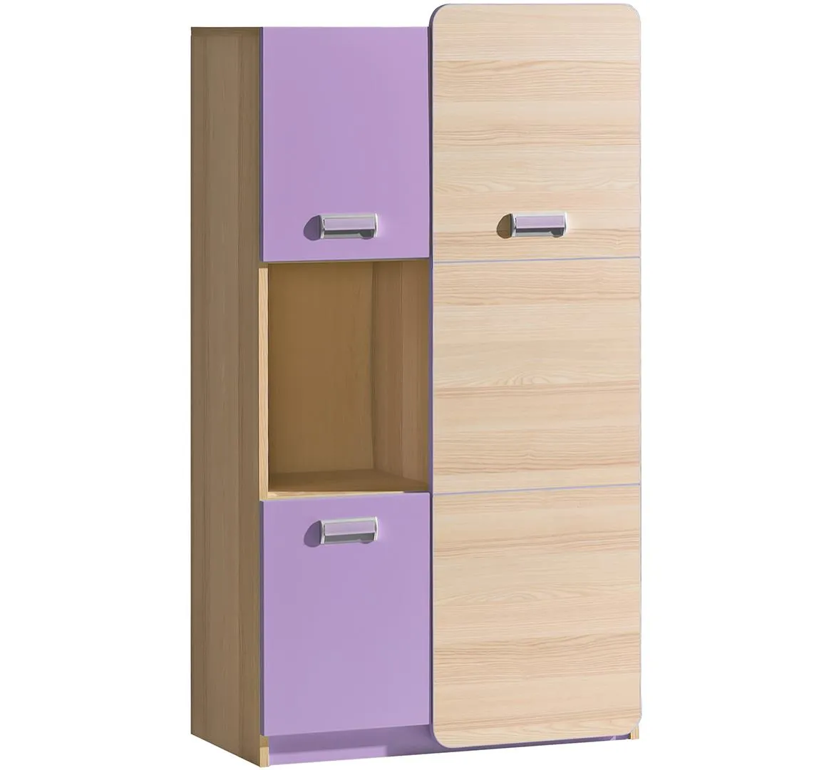 Lorento polica 3 vrata+1 otvor 80x40x144 natur/ljubicasta