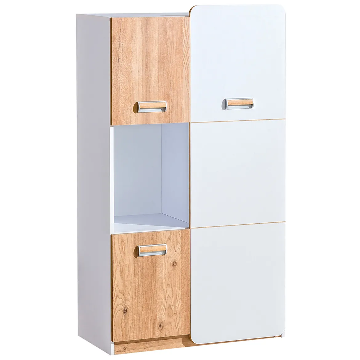 Lorento visoka komoda 80x40x144 cm bela/natur