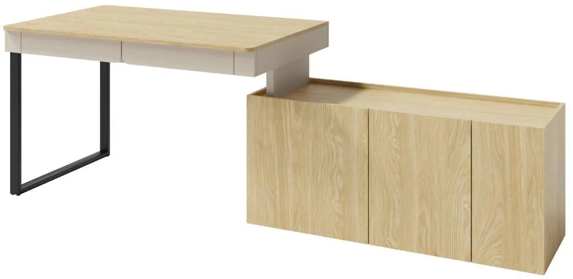 Luca LC10 radni sto + 3D komoda 125x63x74,5cm bež/hrast