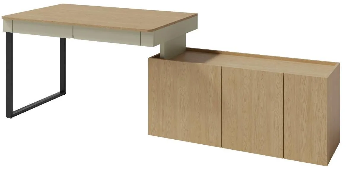 Luca LC10 radni sto + 3D komoda 125x63x74,5cm eukaliptus/baltic hrast