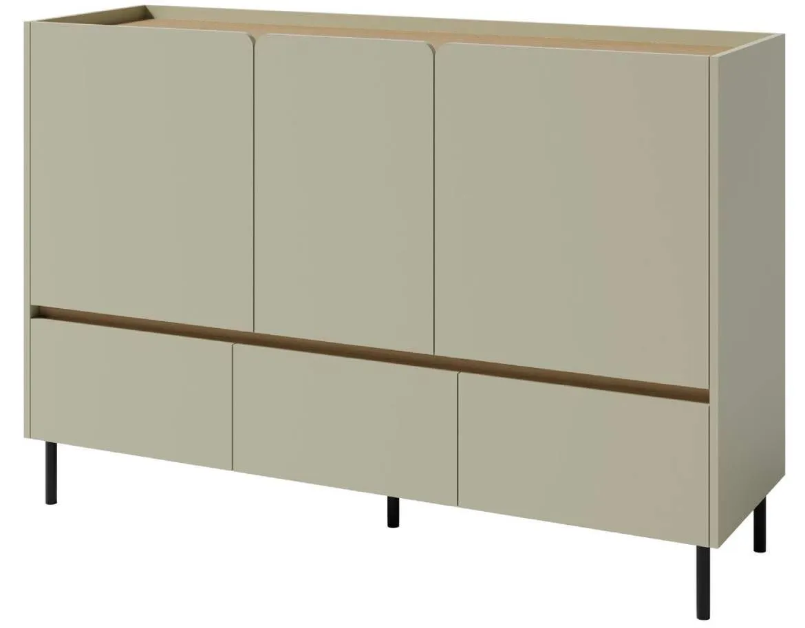 Luca LC7 3S3D komoda 3 vrata + 3 fioke 150x40x105 cm  eukaliptus/baltic hrast