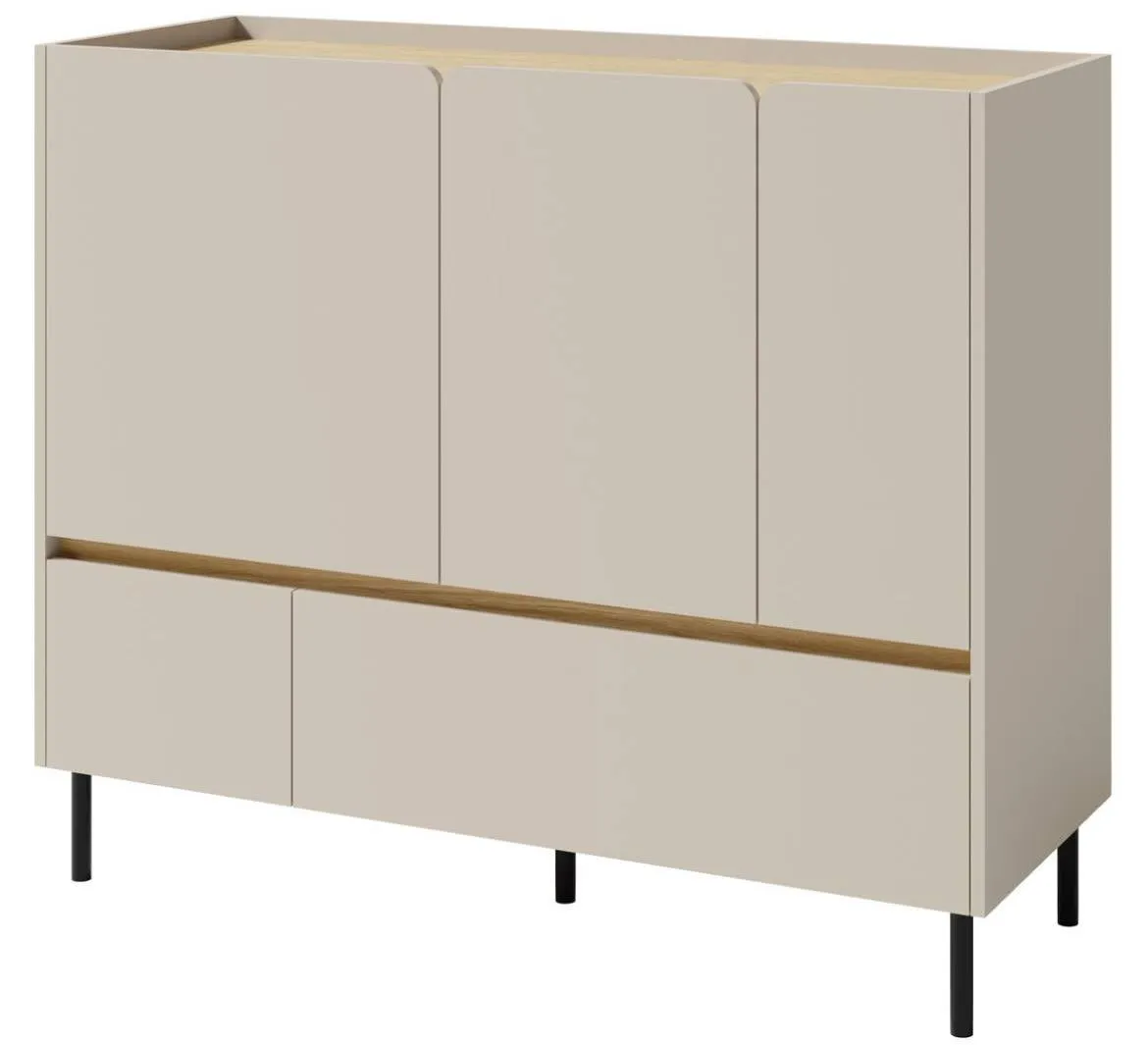 Luca LC8 2S3D komoda 3 vrata + 2 fioke 120x40x105 cm bež/hrast