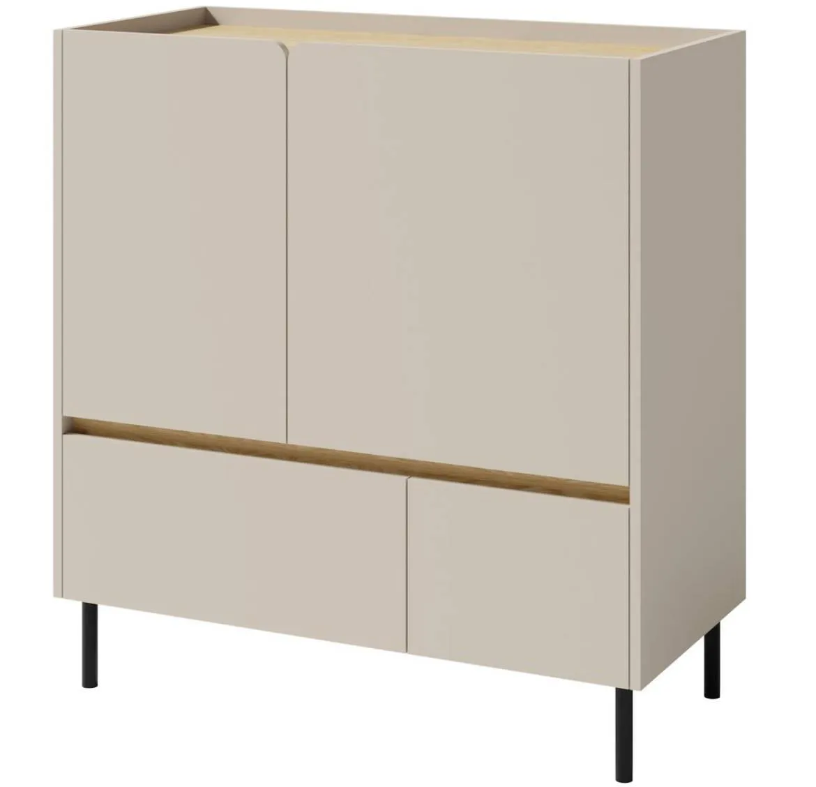 Luca LC9 2S2D komoda 2 vrata + 2 fioke 95x40x105 cm bež/hrast