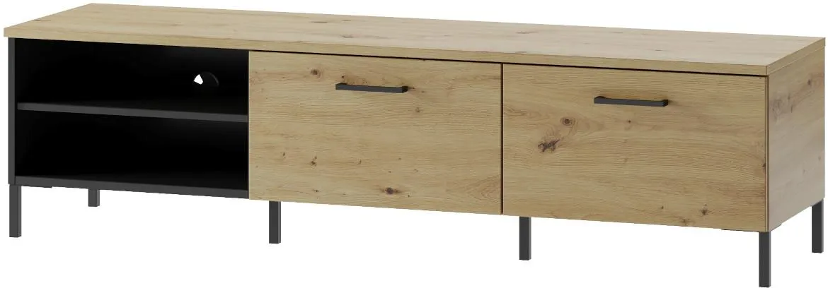 Lucas 25 TV komoda 2 vrata+2 otvora 155x42x42 cm natur (artisan hrast)/crna