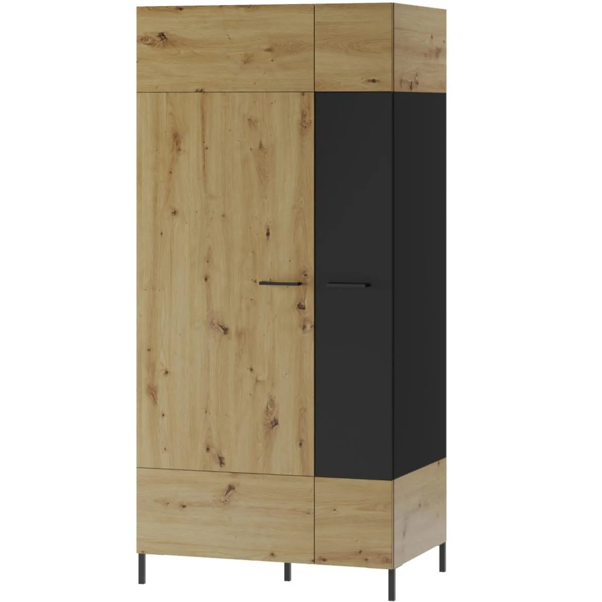 Lucas 70 ormar 1 vrata 90x60x193 cm natur (artisan hrast)/crni