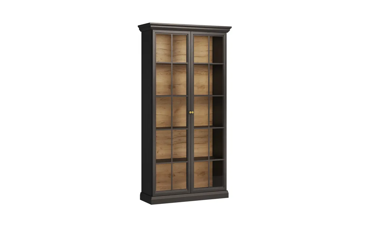 Lucca vitrina 2 vrata 102,5x40,5x200 cm crna/staklo