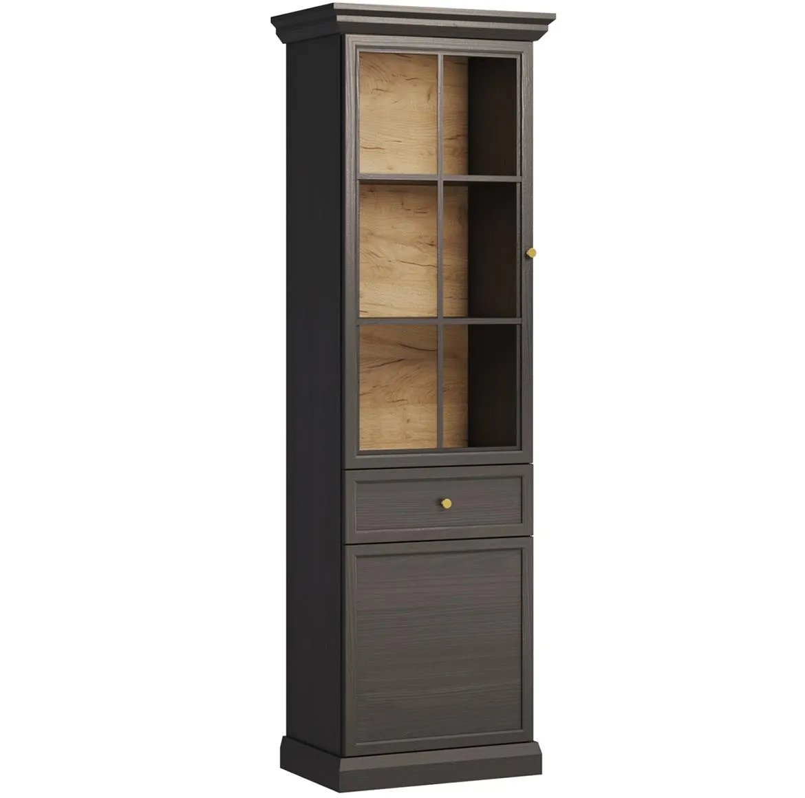 Lucca W2D1S vitrina  2 fioke + 1 vrata 200x41,5x64 cm crna grafit