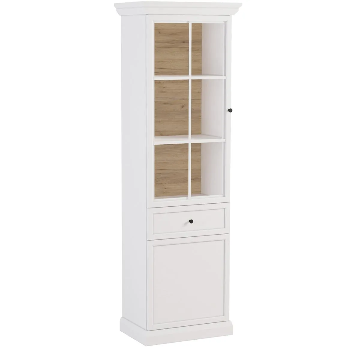 Lucca W2D1S  vitrina  vrata + 2 fijoke 200x41,5x64 cm beli opal
