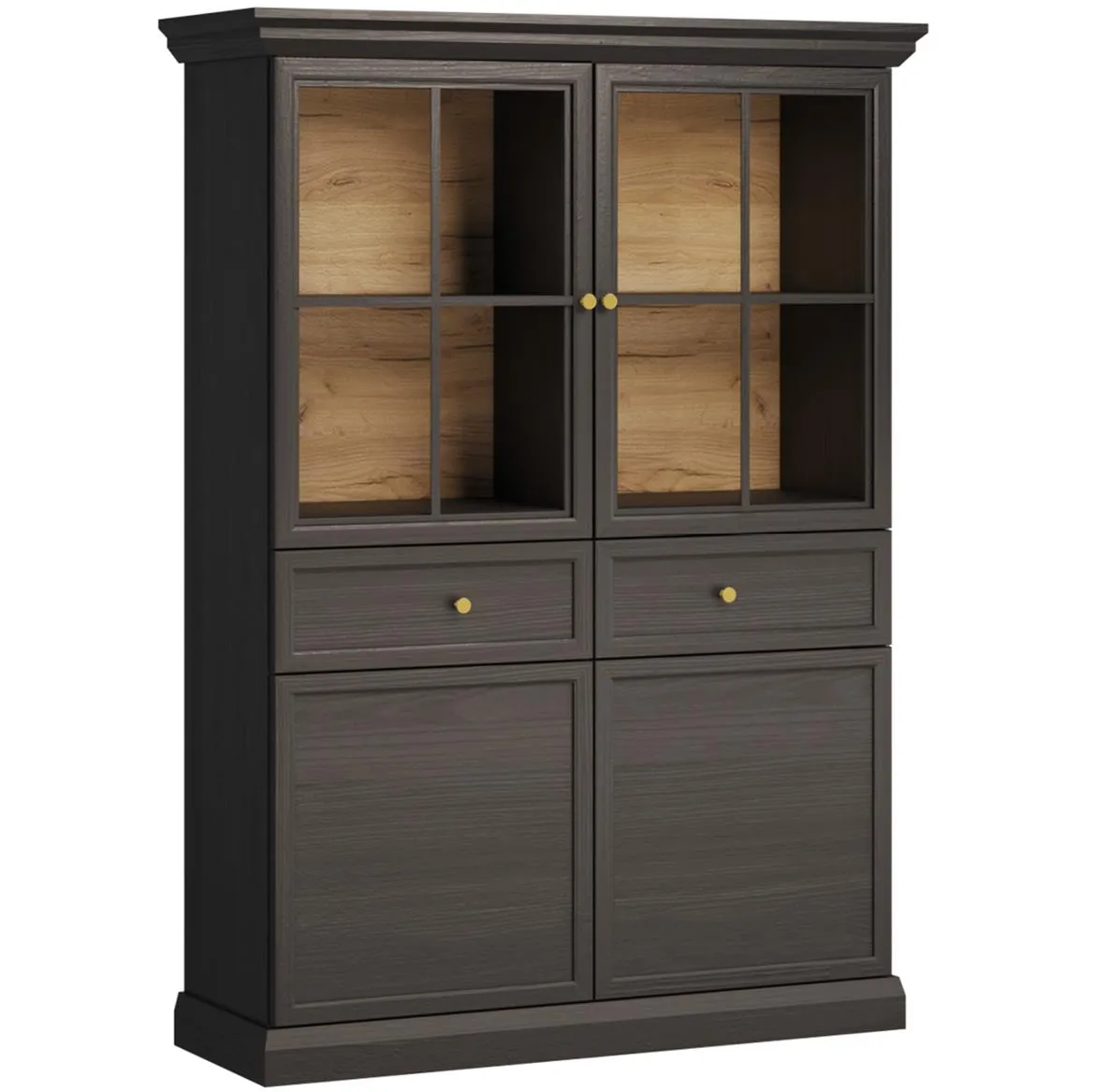 Lucca W4D2S vitrina  2 vrata + 2 fioke 164,35x41,5x118,5 cm crna grafit