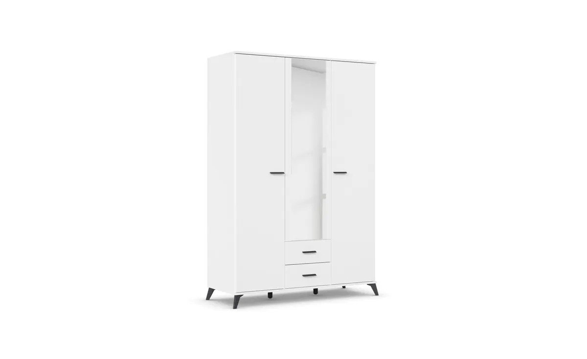 Lucena ormar 3 vrata/ogledalo+2 fioke 140x54x203 cm beli
