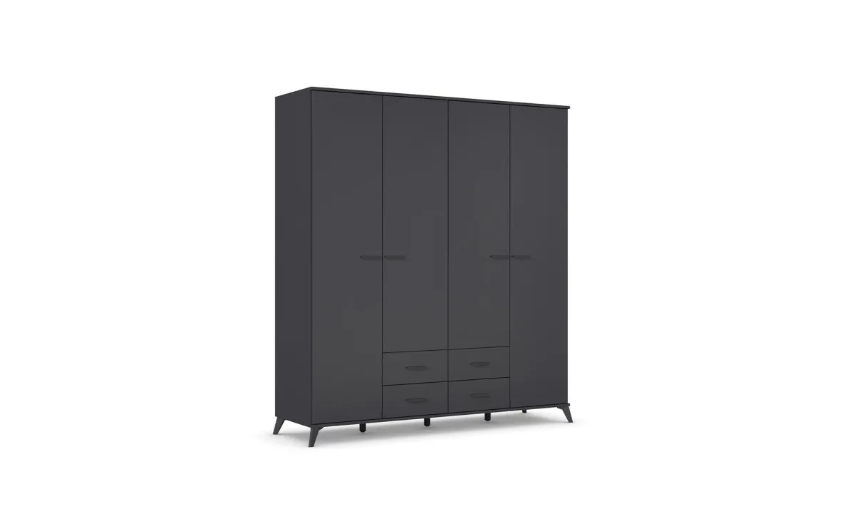 Lucena ormar 4 vrata+4 fioke 185x54x203 cm sivi