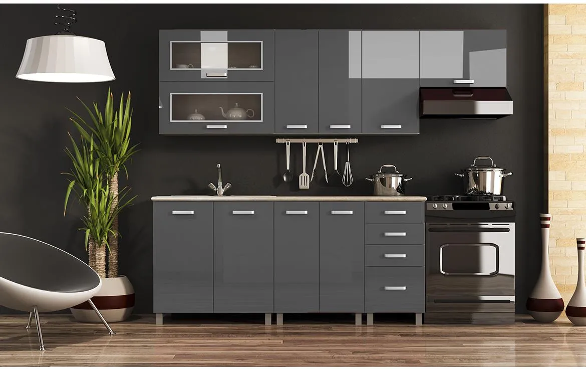 Lucjan blok kuhinja 240x60x205 siva