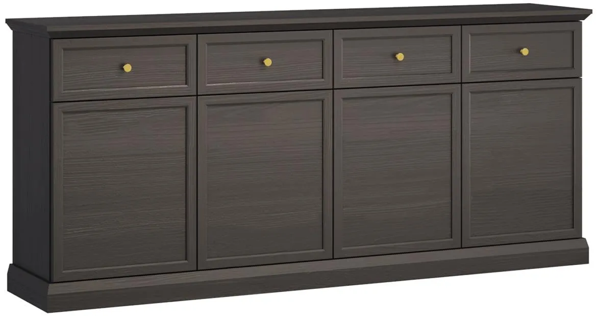 Luka K4D4S komoda  4 fioke + vrata 86x40x193 cm crno-grafitna