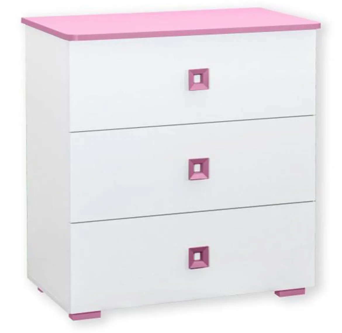 Lulu komoda Bb05 3 fioke 83x50x87 belo/roze
