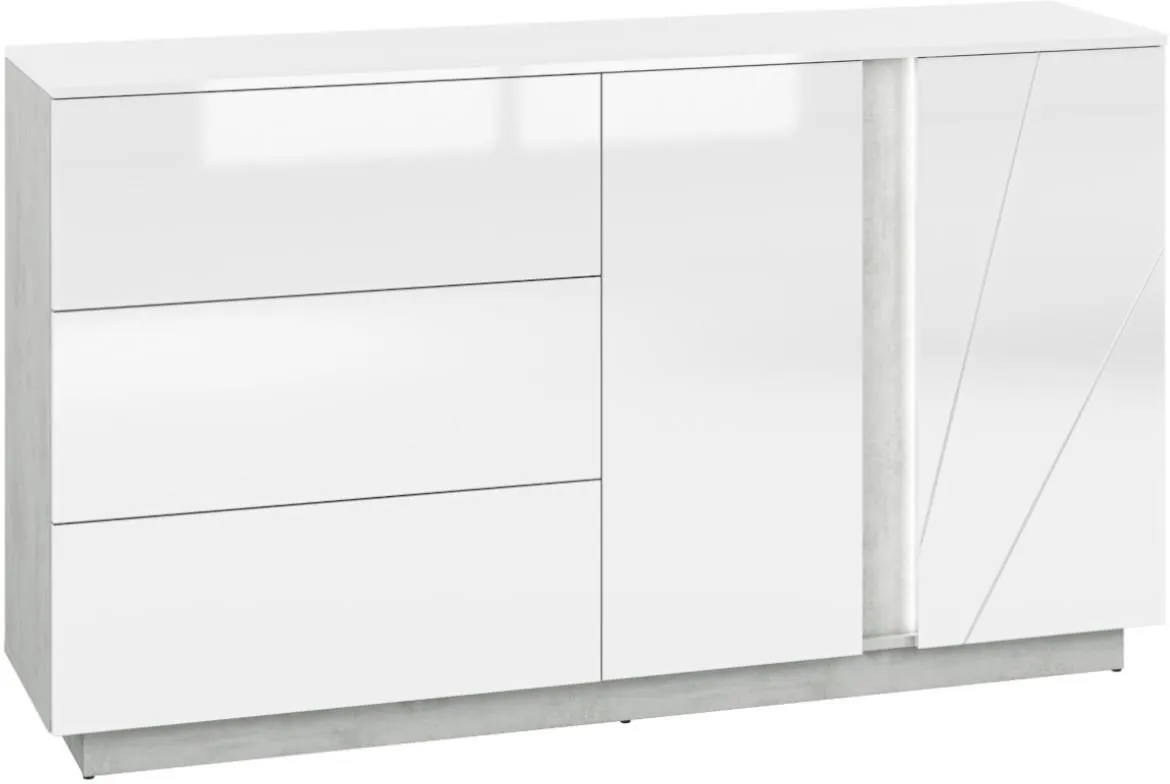 Lumens 06 komoda 2 vrata+3 fioke 165x40x95 cm bela visoki sjaj