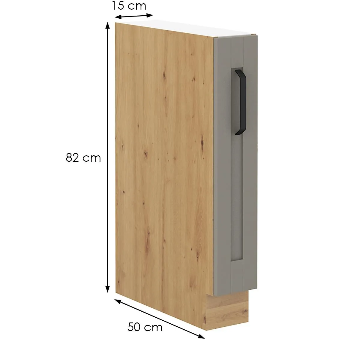 Luna 15d cargo bb kuhinjski element 1 fioka 15x50x82cm siva/natur (artisan hrast)